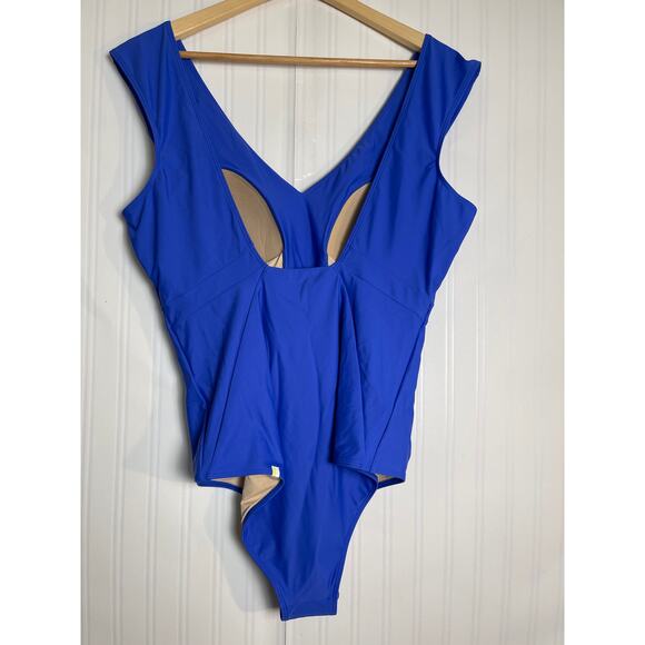 SummerSalt The Ruched Backflip One Piece Swimsuit Womens Size 18LT Blue NWT - Picture 3 of 10